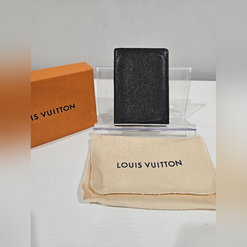Louis Vuitton LV Monogram Black Taiga Leather Organizer Wallet With Box